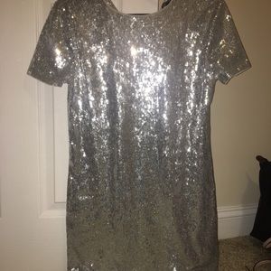 EXPRESS Sparkly Silver Dress! Worn once!